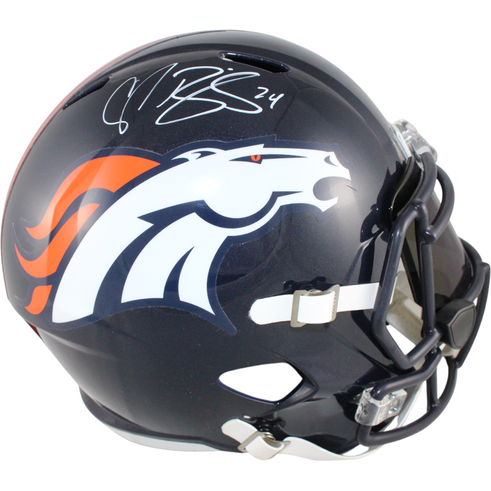 Champ Bailey Autographed/Signed Denver Broncos F/S TB Helmet Visor Beckett 51255