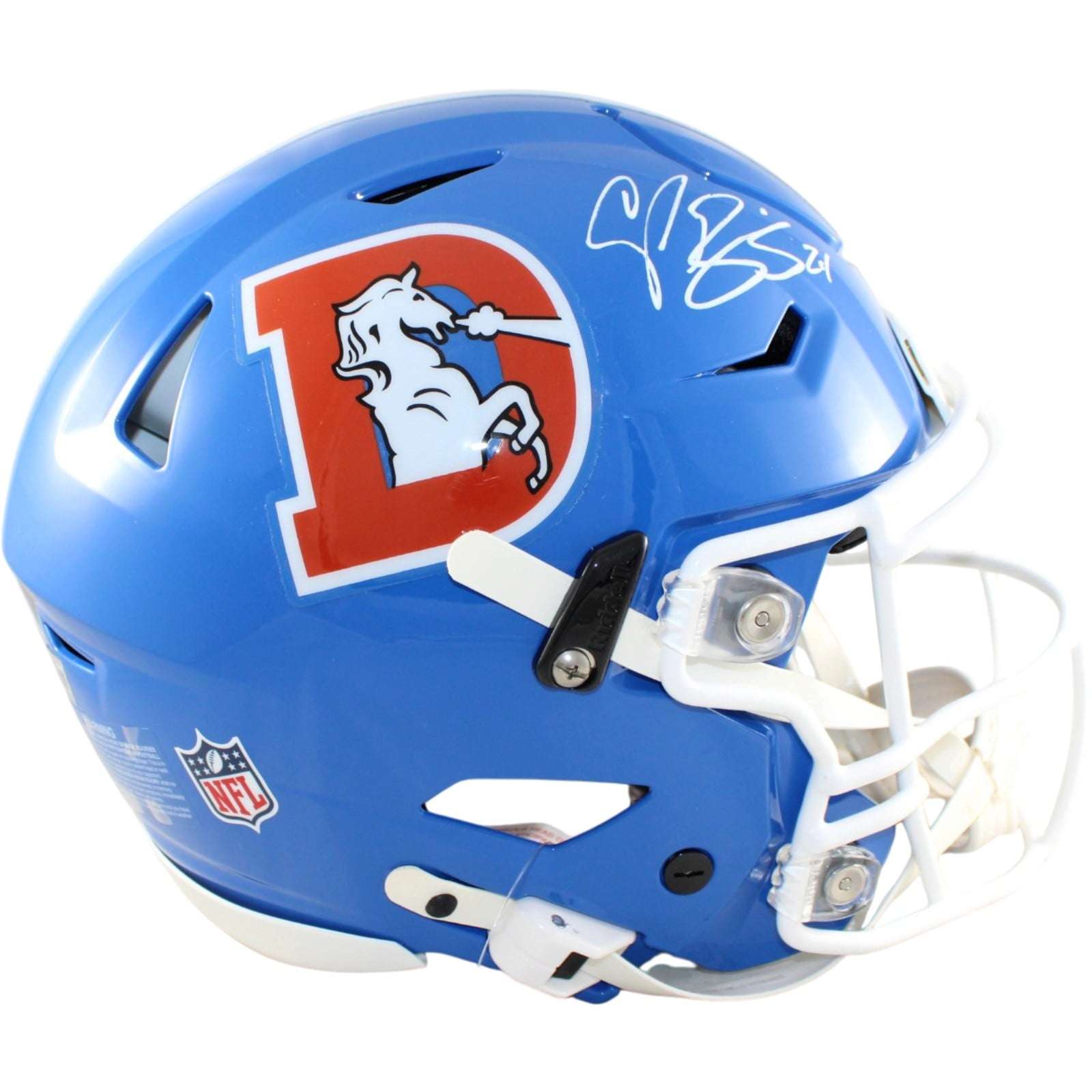 Champ Bailey Autographed Denver Broncos Speedflex Helmet 75 TB Beckett WIT 58666