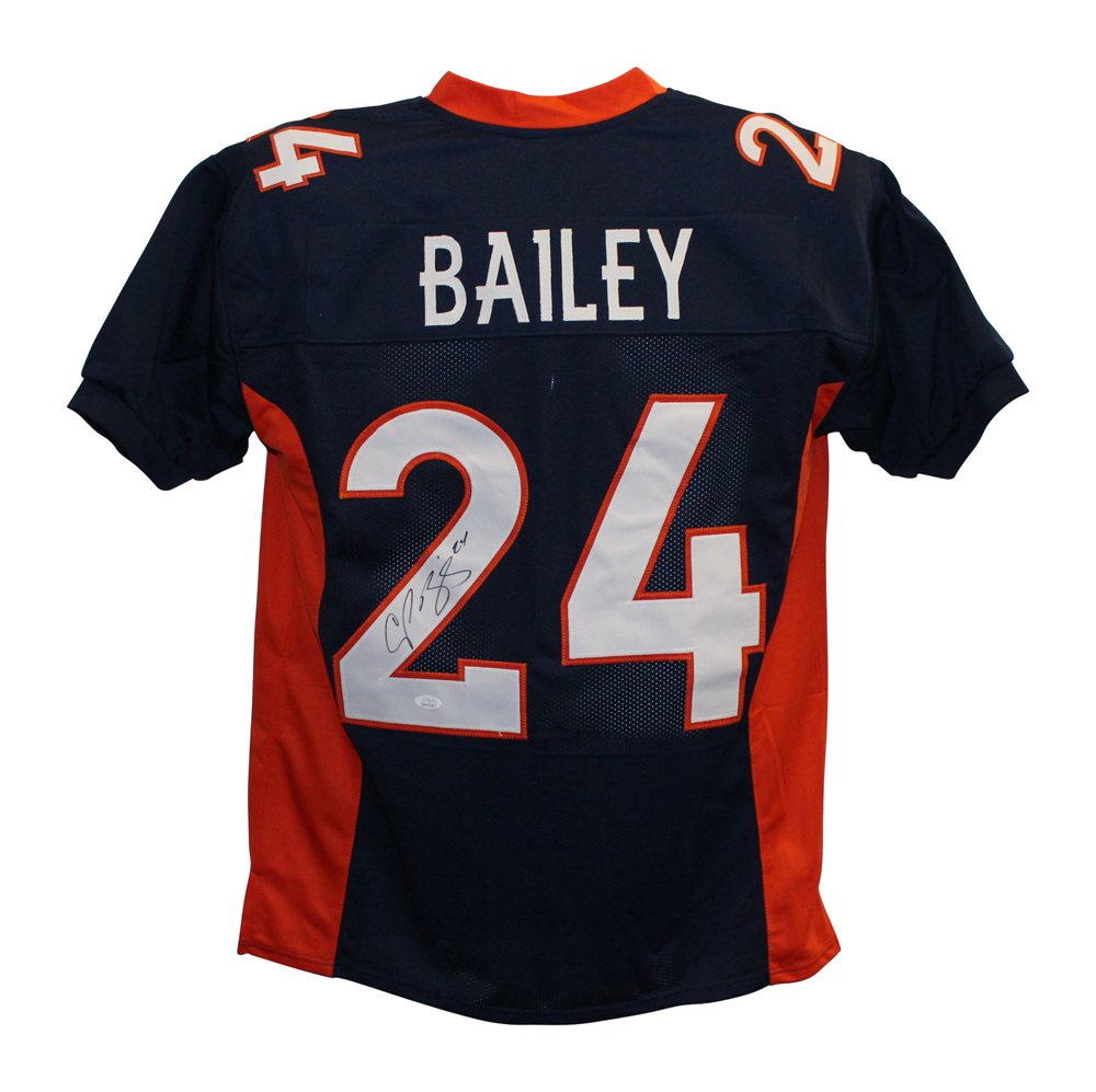 Champ Bailey Autographed/Signed Denver Broncos Blue XL Jersey JSA 10013