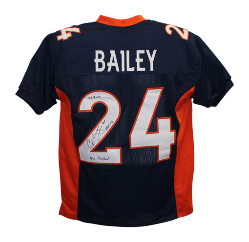 Champ Bailey Autographed/Signed Denver Broncos Blue XL Jersey 3 Insc JSA 21349