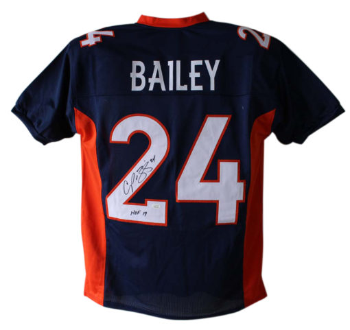 Champ Bailey Autographed/Signed Denver Broncos Blue XL Jersey HOF JSA 23977