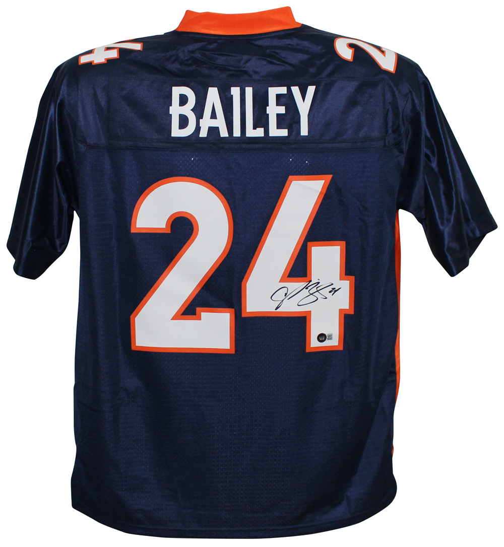 Champ Bailey Signed Denver Broncos Pro Vintage Large Blue Jersey Beckett