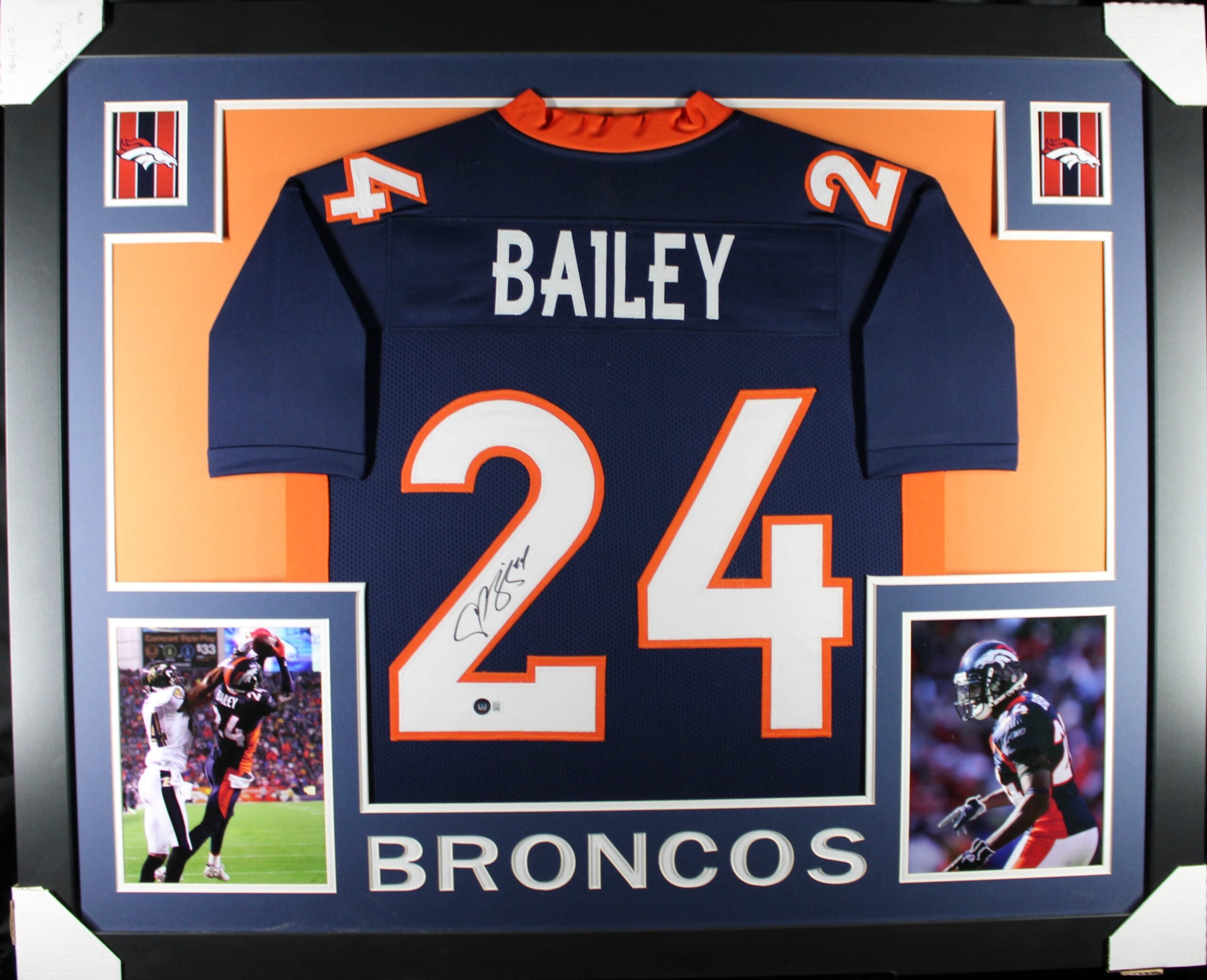 Champ Bailey Autographed Denver Broncos Framed Jersey Blue #2 Beckett WIT 58638 2 Champ Bailey Autographed Denver Broncos Framed Jersey Blue #2 Beckett WIT 58638