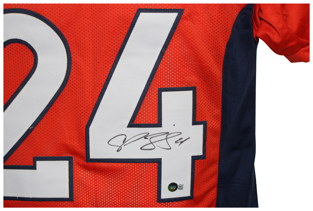 Champ Bailey Autographed/Signed Pro Style Orange XL Jersey Beckett