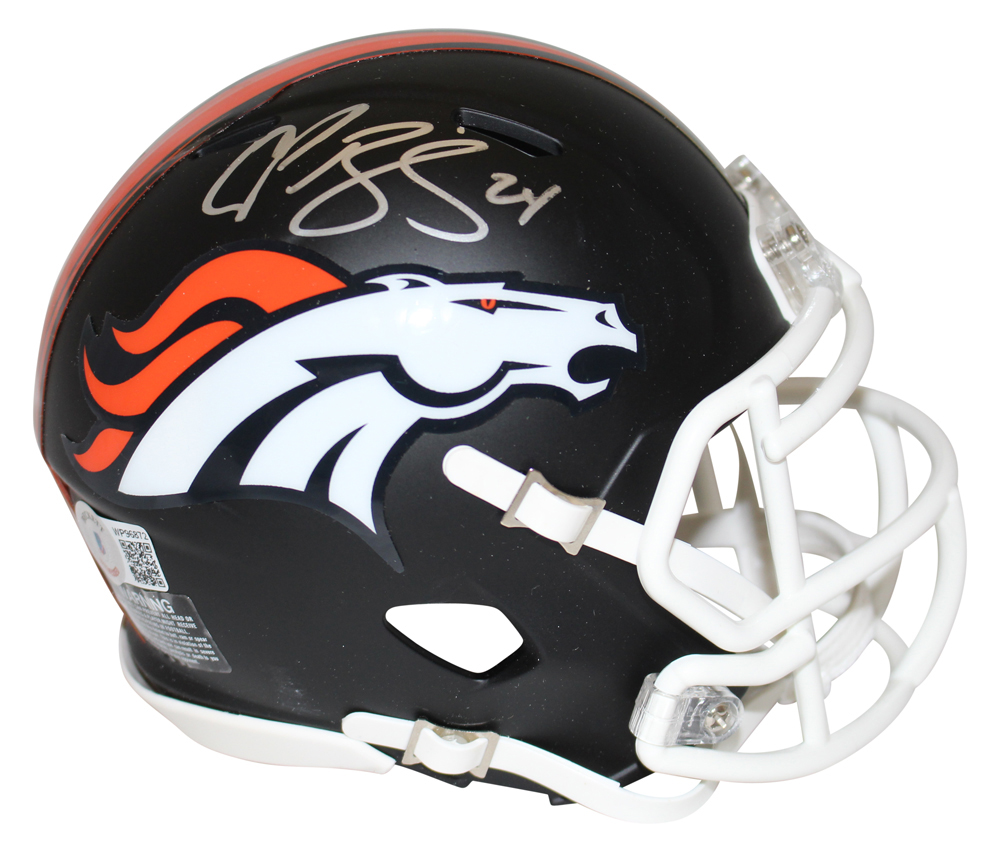 Champ Bailey Autographed Denver Broncos Flat Black Mini Helmet Beckett