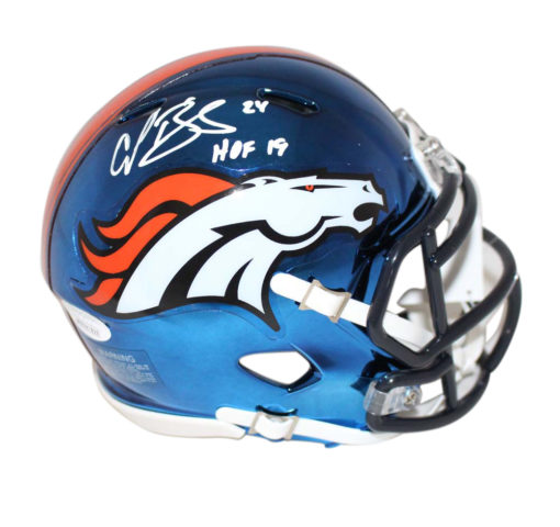 Champ Bailey Autographed Denver Broncos Chrome Mini Helmet HOF JSA 23980
