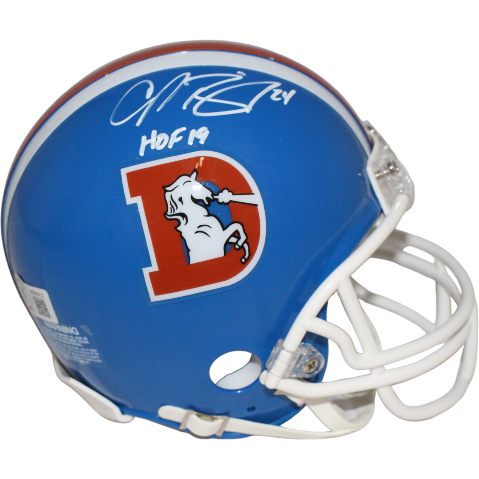 Champ Bailey Signed Denver Broncos TB VSR4 Mini Helmet Beckett 