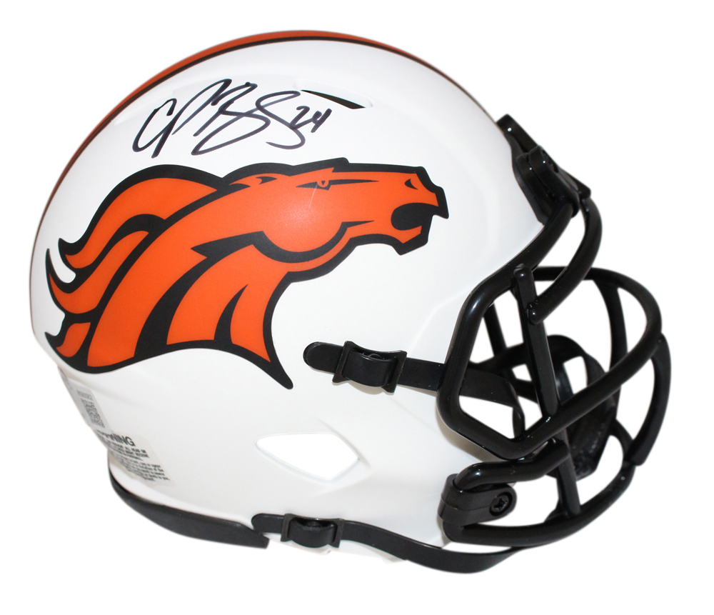 Champ Bailey Autographed Denver Broncos Lunar Mini Helmet Beckett