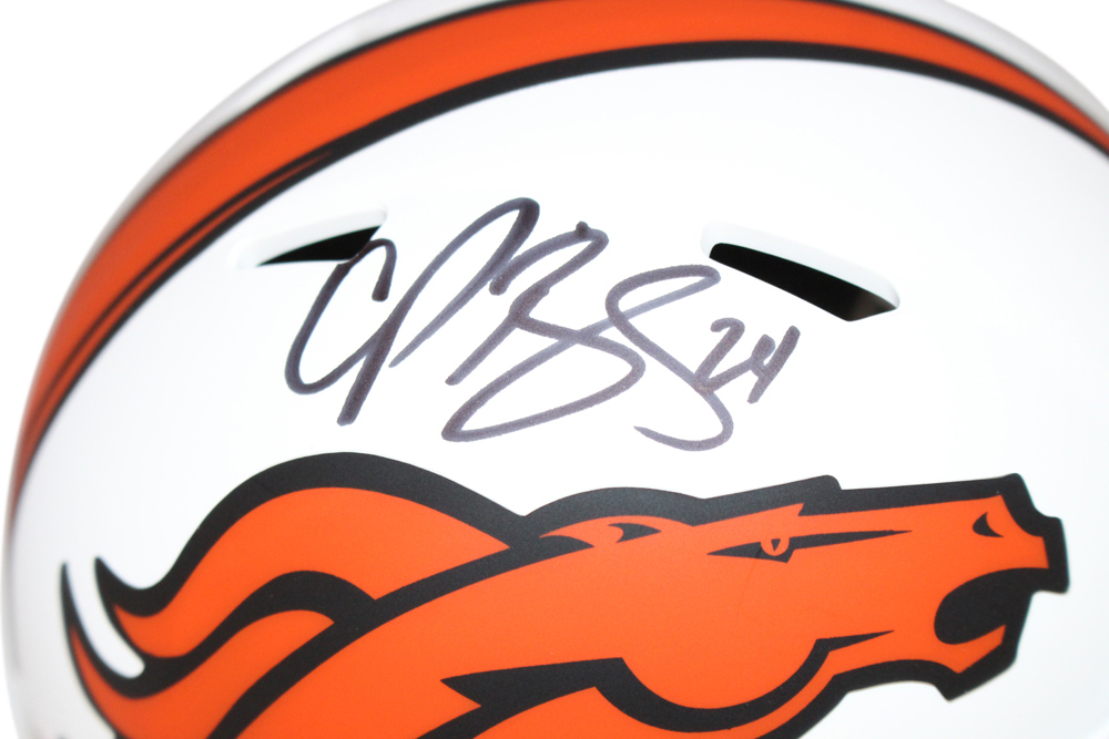 Champ Bailey Autographed Denver Broncos Lunar Mini Helmet Beckett