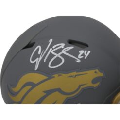 Champ Bailey Autographed/Signed Denver Broncos Slate Mini Helmet Beckett 48652
