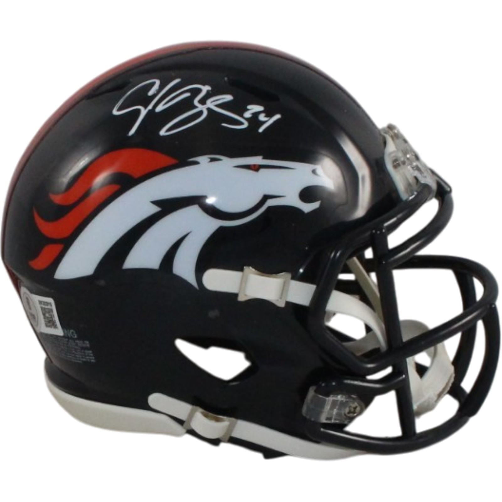 Champ Bailey Autographed Denver Broncos TB 97-23 Mini Helmet Beckett 56387