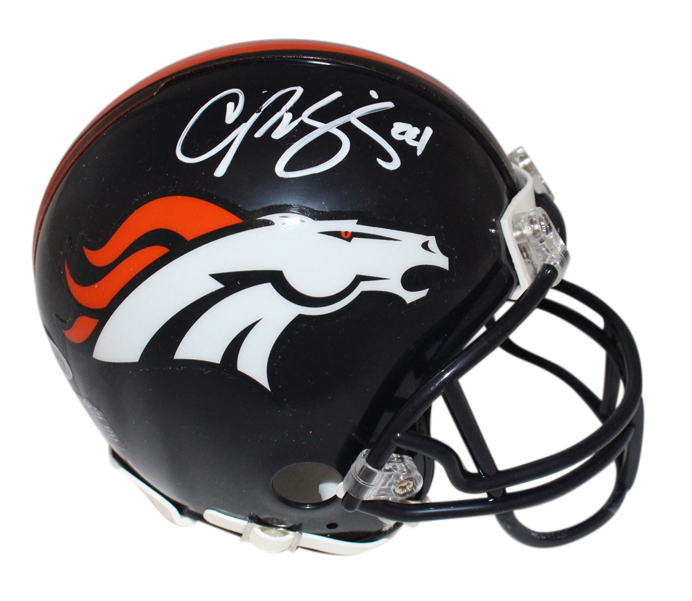 Champ Bailey Signed Denver Broncos Mini Helmet VSR4 HOF Beckett