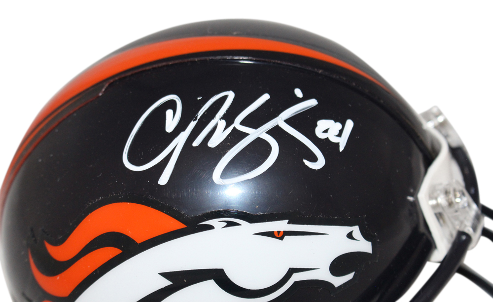 Champ Bailey Signed Denver Broncos Mini Helmet VSR4 HOF Beckett