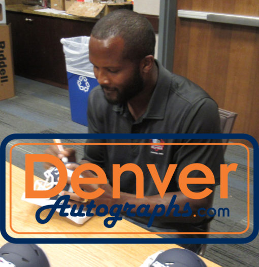 Champ Bailey Autographed/Signed Denver Broncos AMP Mini Helmet JSA 21321