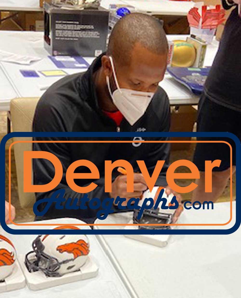 Champ Bailey Autographed/Signed Denver Broncos Lunar Mini Helmet BAS 32846