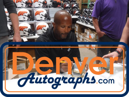 Champ Bailey Autographed/Signed Denver Broncos Slate Mini Helmet Beckett 48652