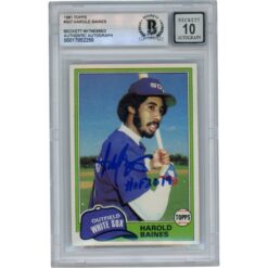 Harold Baines Autographed 1981 Topps #347 HOF Slabbed Trading Card Beckett 50665
