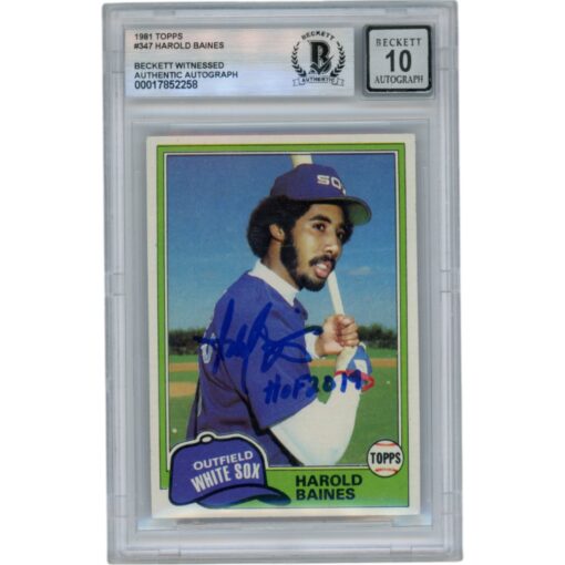Harold Baines Autographed 1981 Topps #347 HOF Slabbed Trading Card Beckett 50665