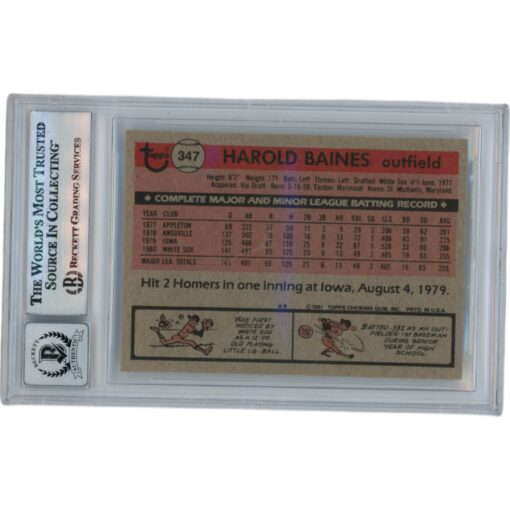Harold Baines Autographed 1981 Topps #347 HOF Slabbed Trading Card Beckett 50665