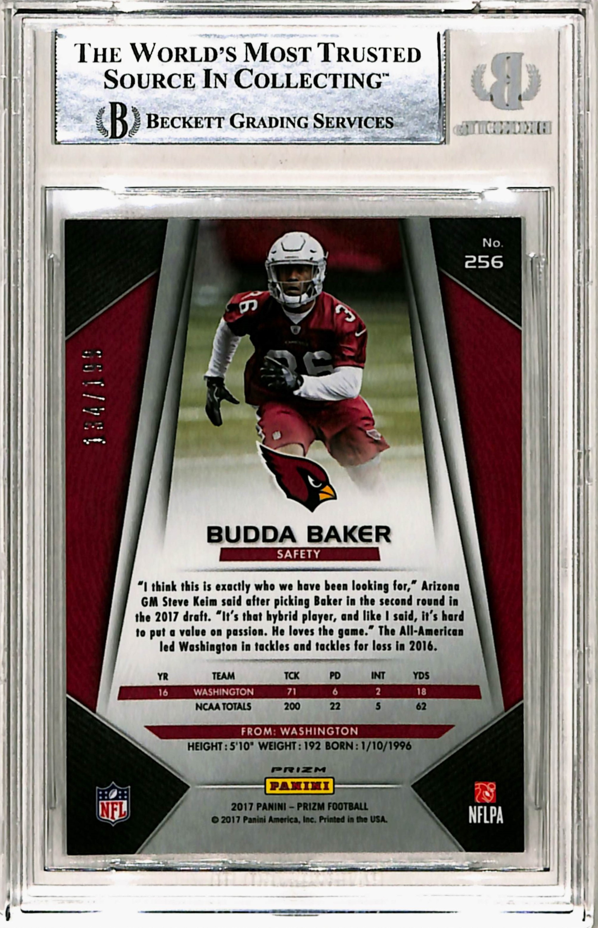 Budda Bakers Signed 2017 Prizm Light Blue #256 Trading Card Slab Beckett 43296