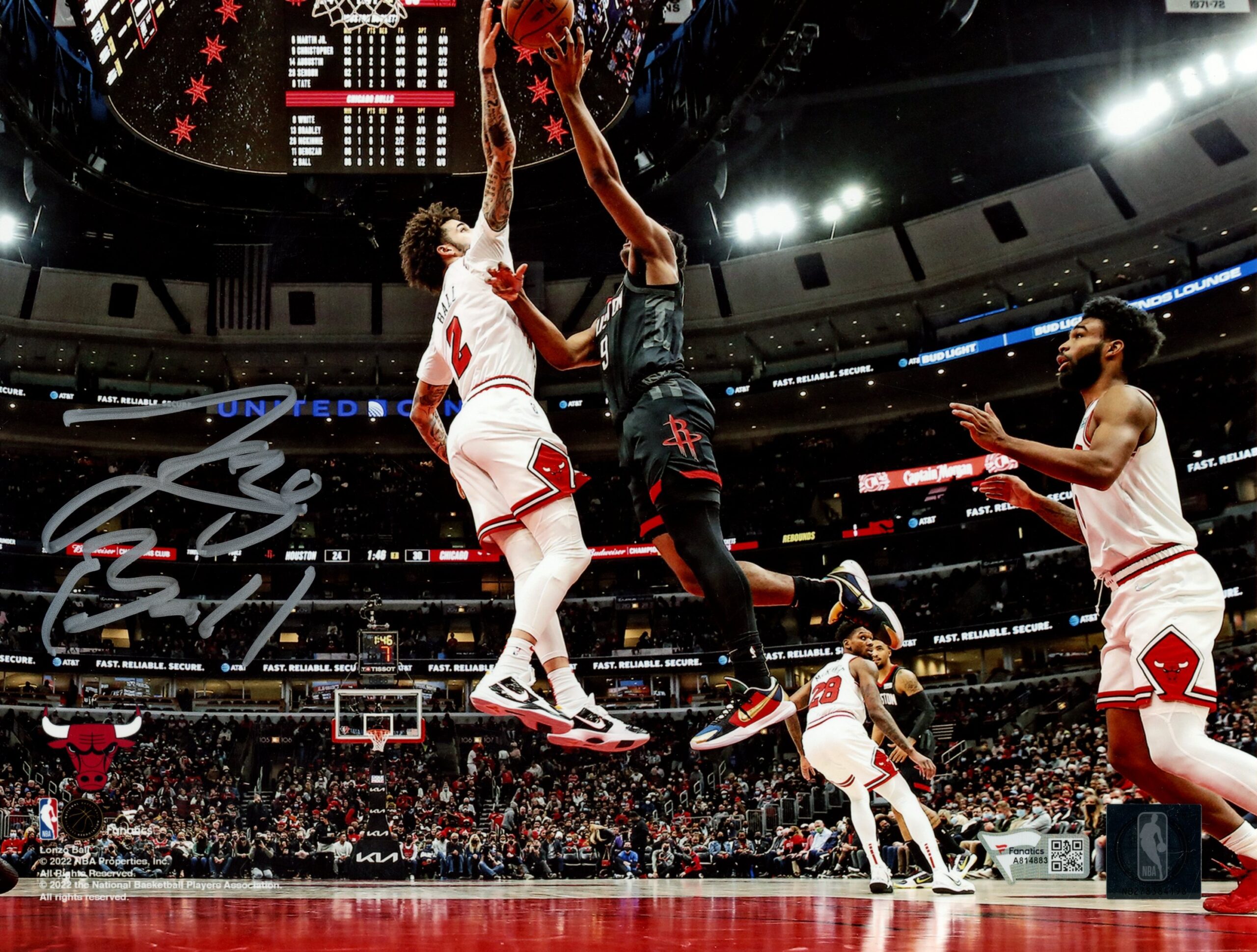 Lonzo Ball Autographed/Signed Chicago Bulls 8x10 Photo Fanatics 54402 1 Lonzo Ball Autographed/Signed Chicago Bulls 8x10 Photo Fanatics 54402