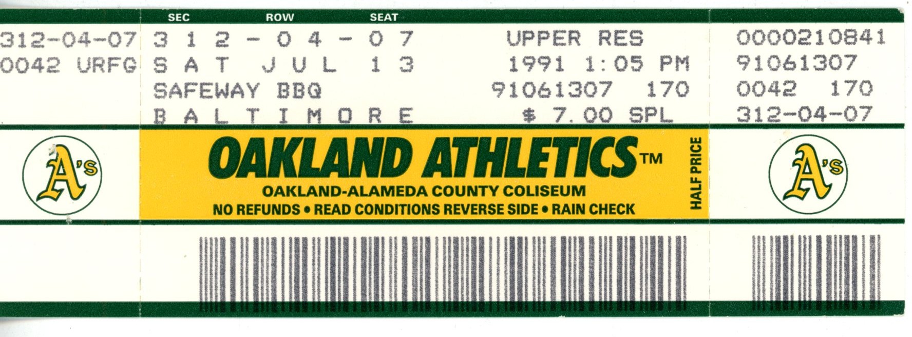 Baltimore Orioles Team Combined No Hitter 7/13/1991 Ticket 56264 1 Baltimore Orioles Team Combined No Hitter 7/13/1991 Ticket 56264