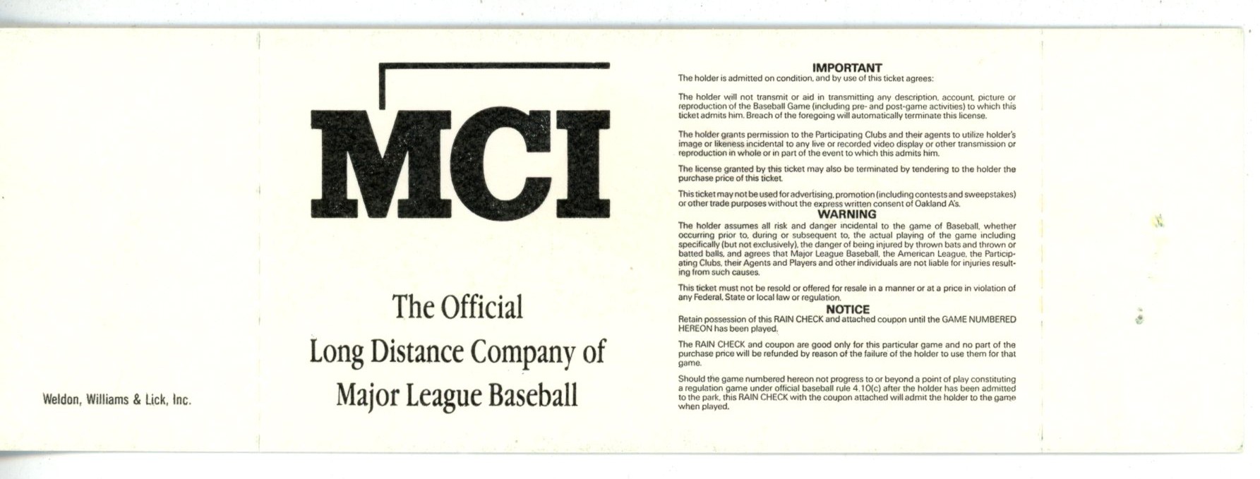 Baltimore Orioles Team Combined No Hitter 7/13/1991 Ticket 56264