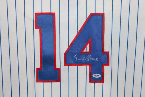Ernie Banks Autographed/Signed Chicago Cubs Majestic White XL Jersey PSA 25803