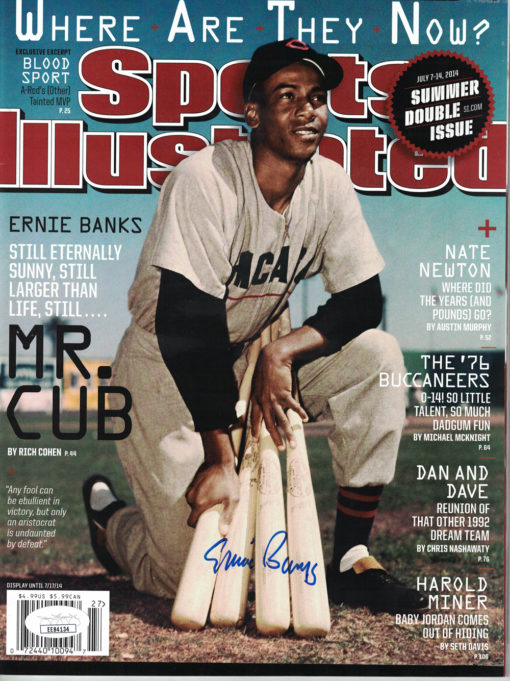 Ernie Banks Autographed Chicago Cubs Sports Illustrated 7/7/2014 JSA 24666