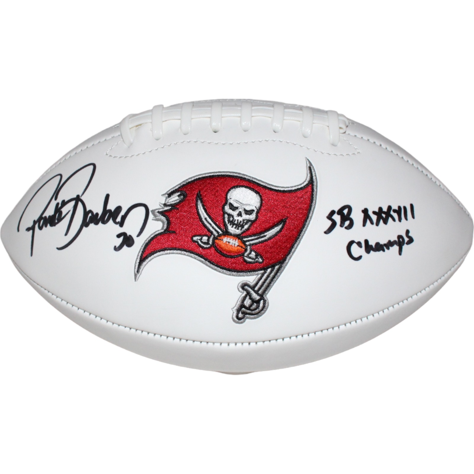 Ronde Barber Signed Tampa Bay Buccaneers White Logo Football BAS