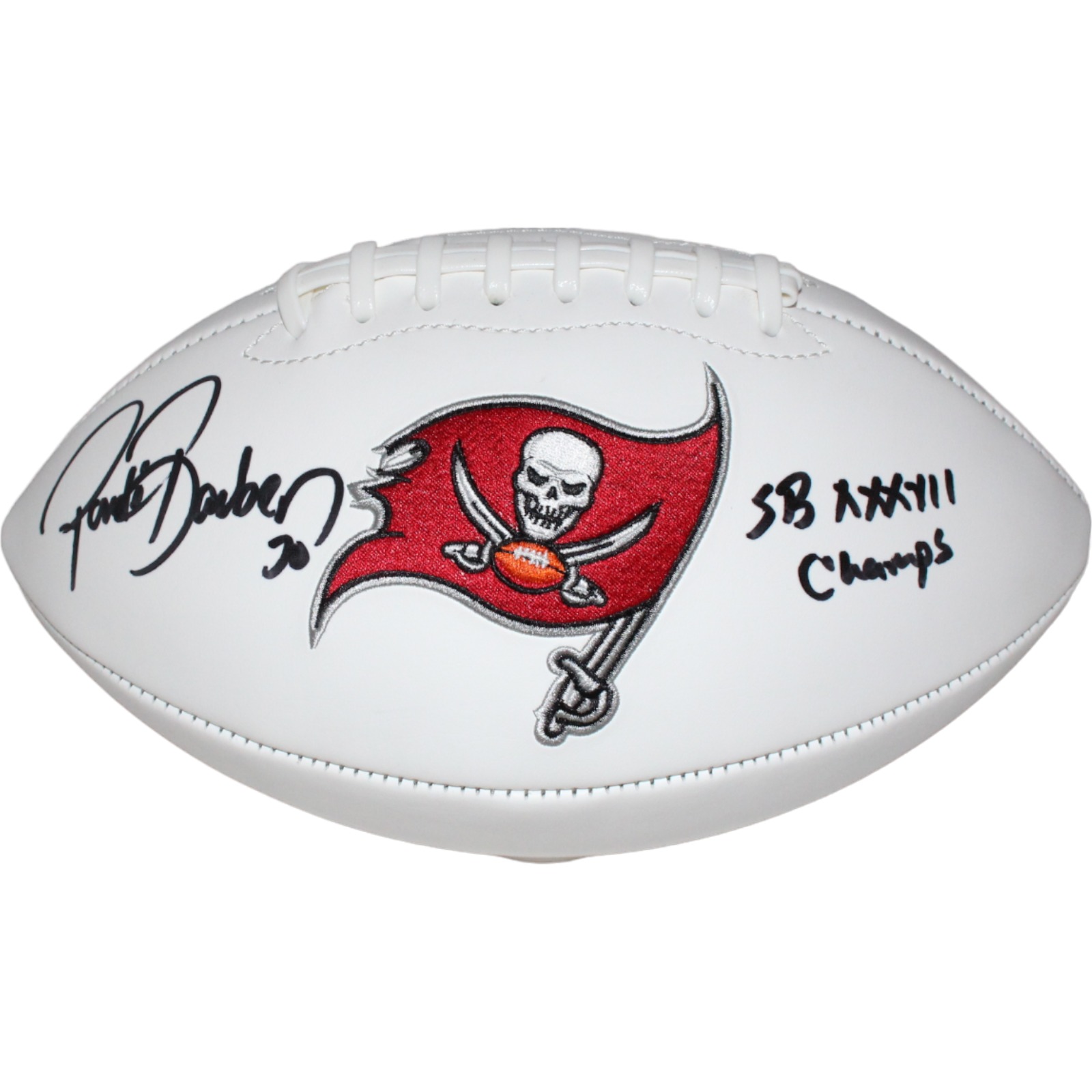 Ronde Barber Signed Tampa Bay Buccaneers White Logo Football BAS 
