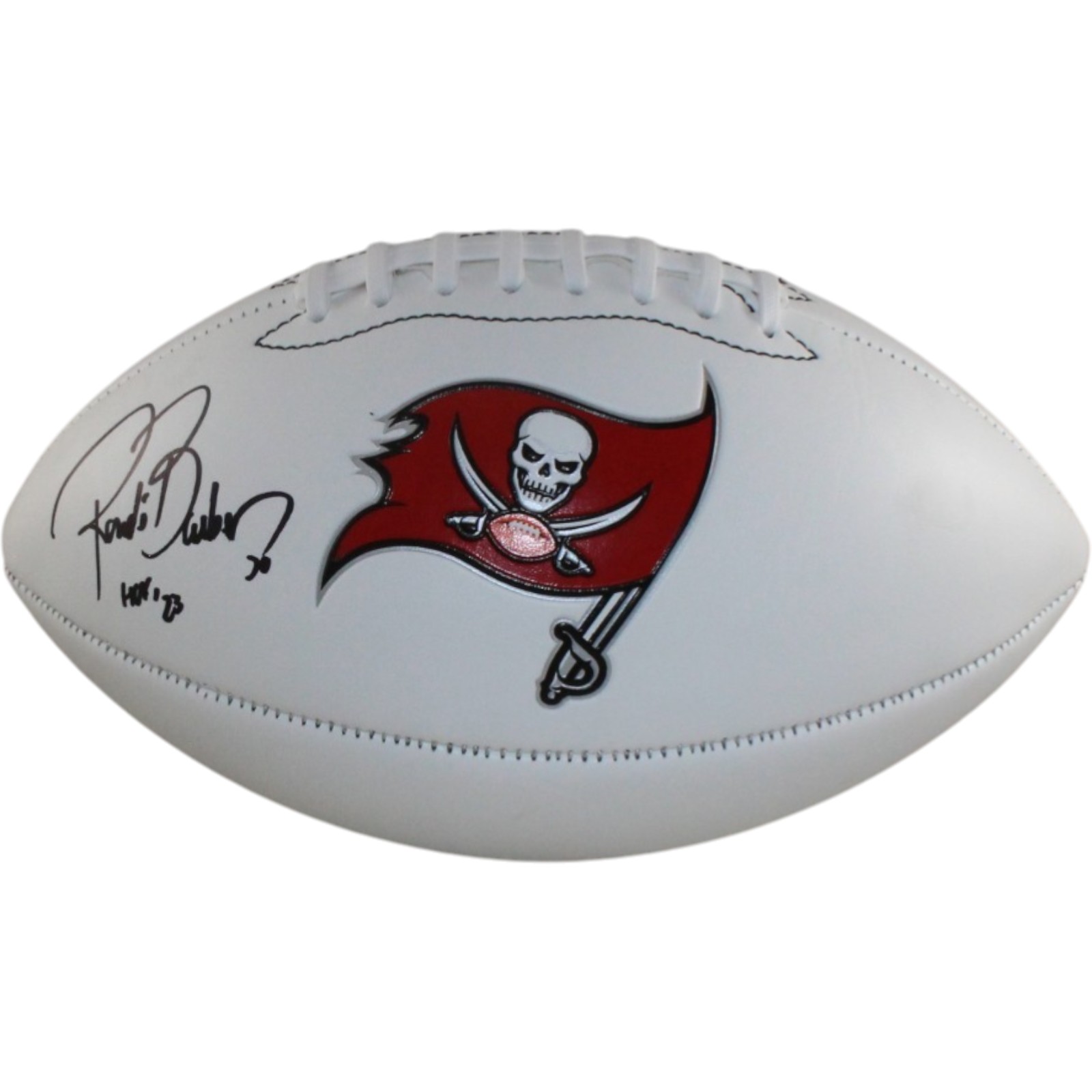 Ronde Barber Autographed Tampa Bay Buccaneers Logo Football Beckett Witness 55445