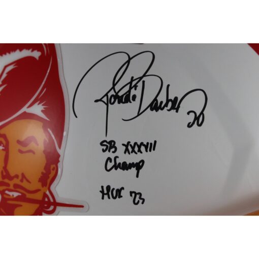 Ronde Barber Signed Tampa Bay Buccaneers Authentic TB Helmet 2 Insc BAS 49185