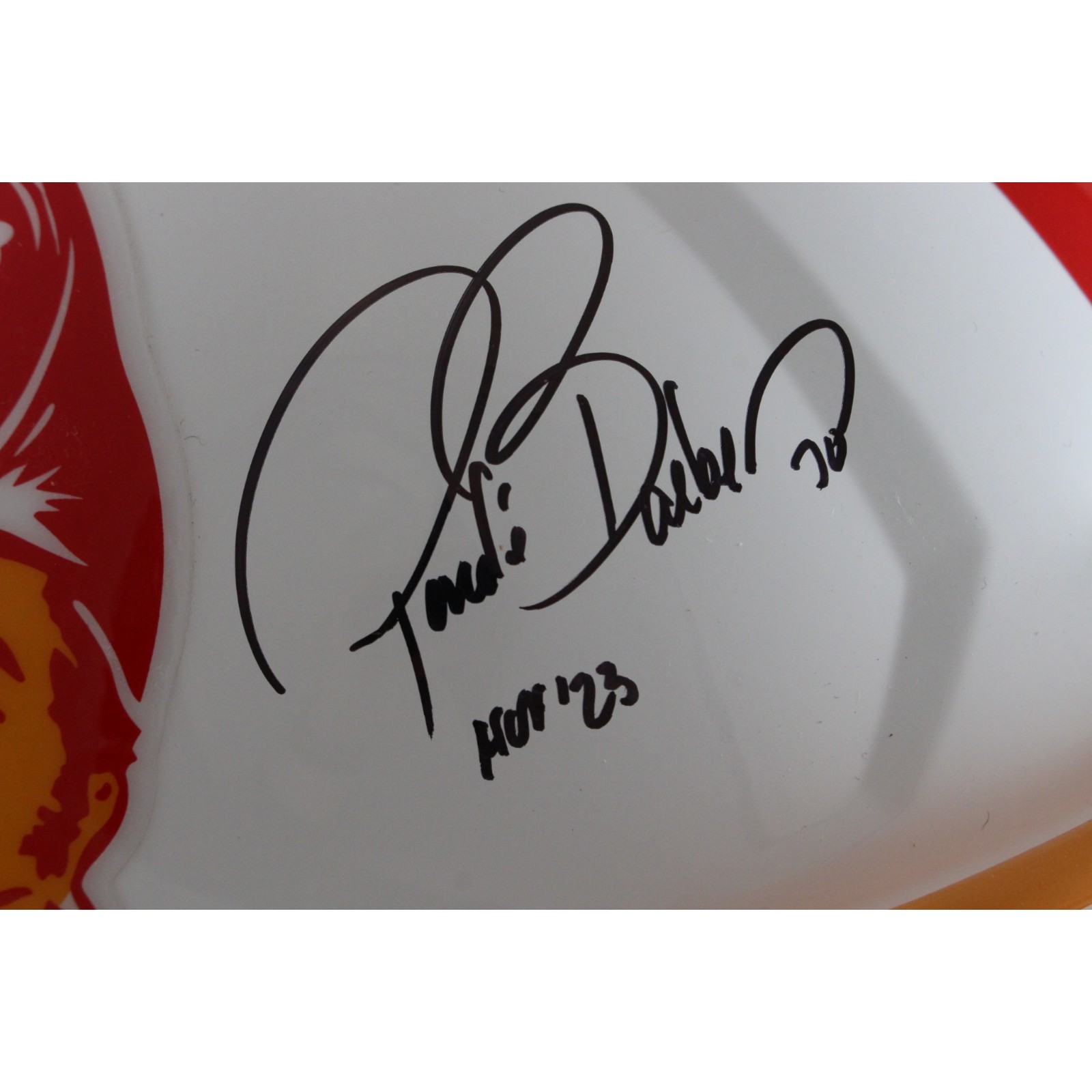 Ronde Barber Autographed Tampa Bay Buccaneers Pro TB Helmet HOF Beckett Witness 55452