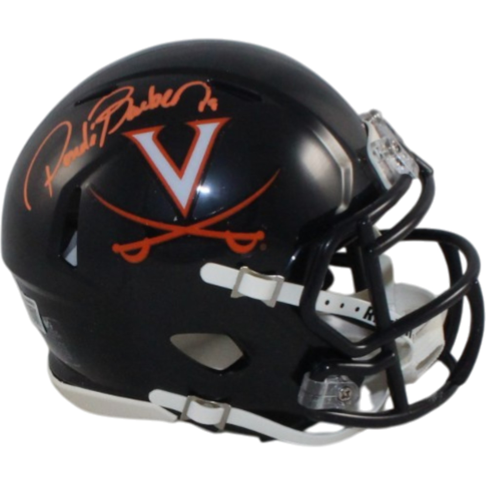 Ronde Barber Autographed Virginia Cavaliers Black Mini Helmet Beckett Witness 55447