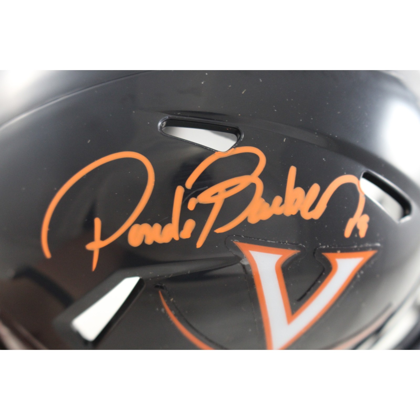 Ronde Barber Autographed Virginia Cavaliers Black Mini Helmet Beckett Witness 55447