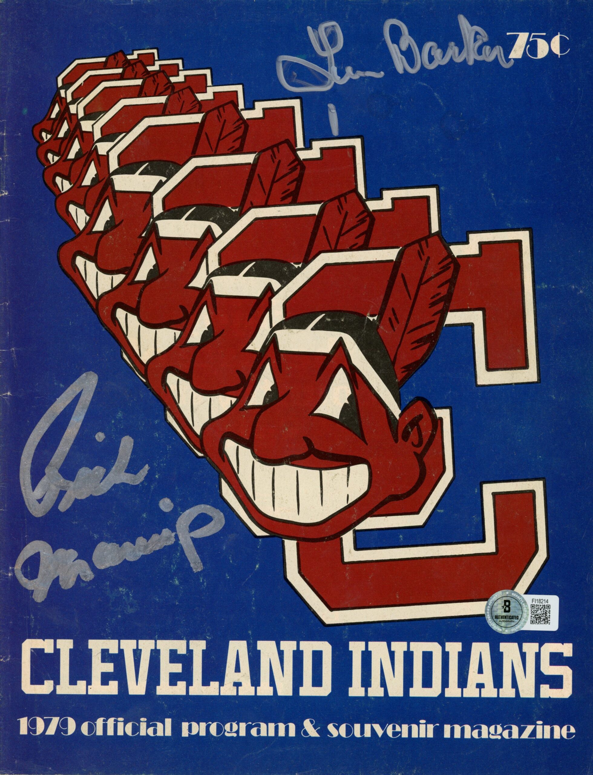 Len Barker Rick Manning Signed Cleveland Indians 1979 Official Program BAS 57220