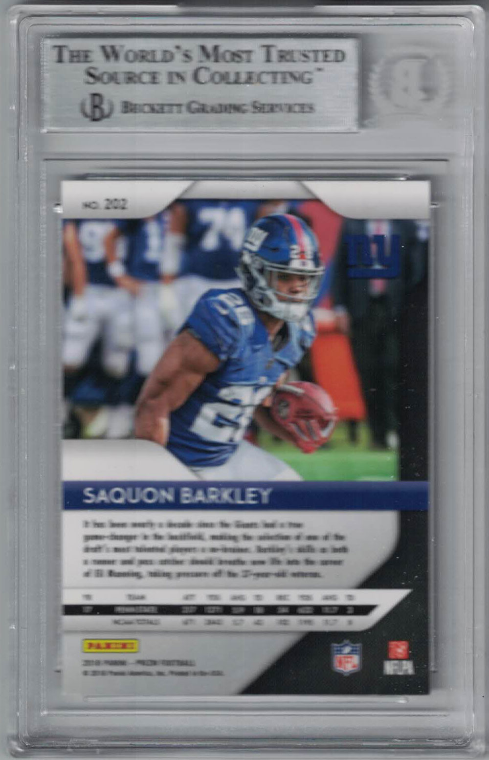 Saquon Barkley New York Giants 2018 Panini Prizm Trading Card BAS Slab 29562