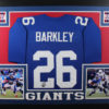 Saquan Barkley Autographed New York Giants Framed Blue XL Jersey BAS 11080
