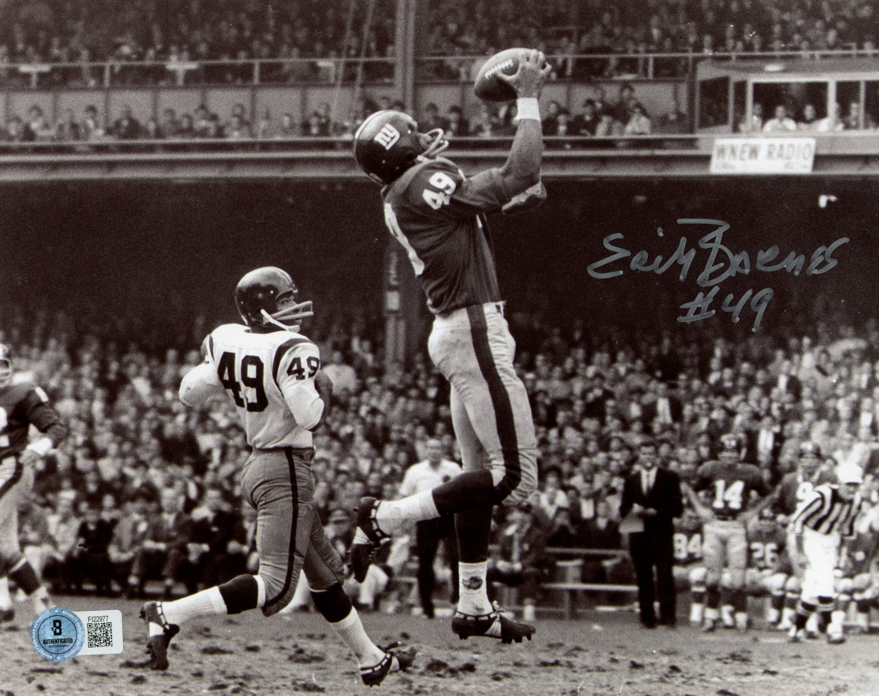 Erich Barnes Autographed/Signed New York Giants 8x10 Photo Beckett 57380