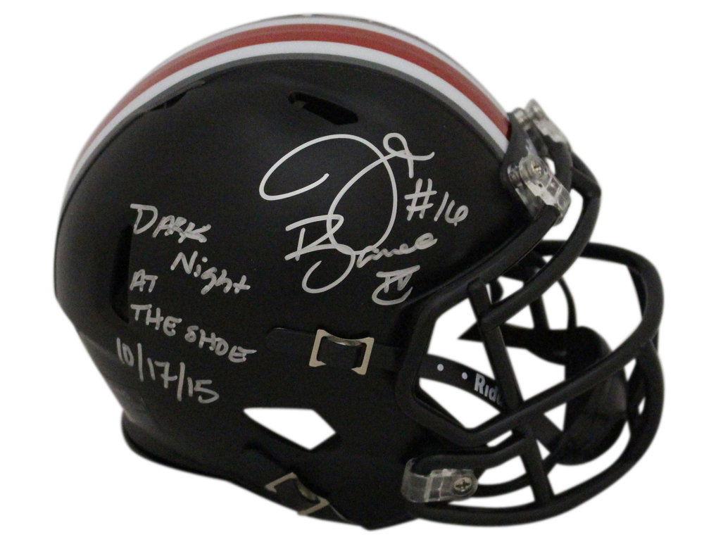 J.T. Barrett Signed Ohio State Buckeyes Black Mini Helmet Dark Knight JSA 32919