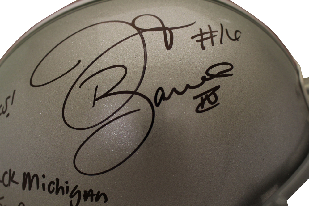 JT Barrett Autographed/Signed Ohio State Buckeyes F/S Helmet 4 Insc JSA