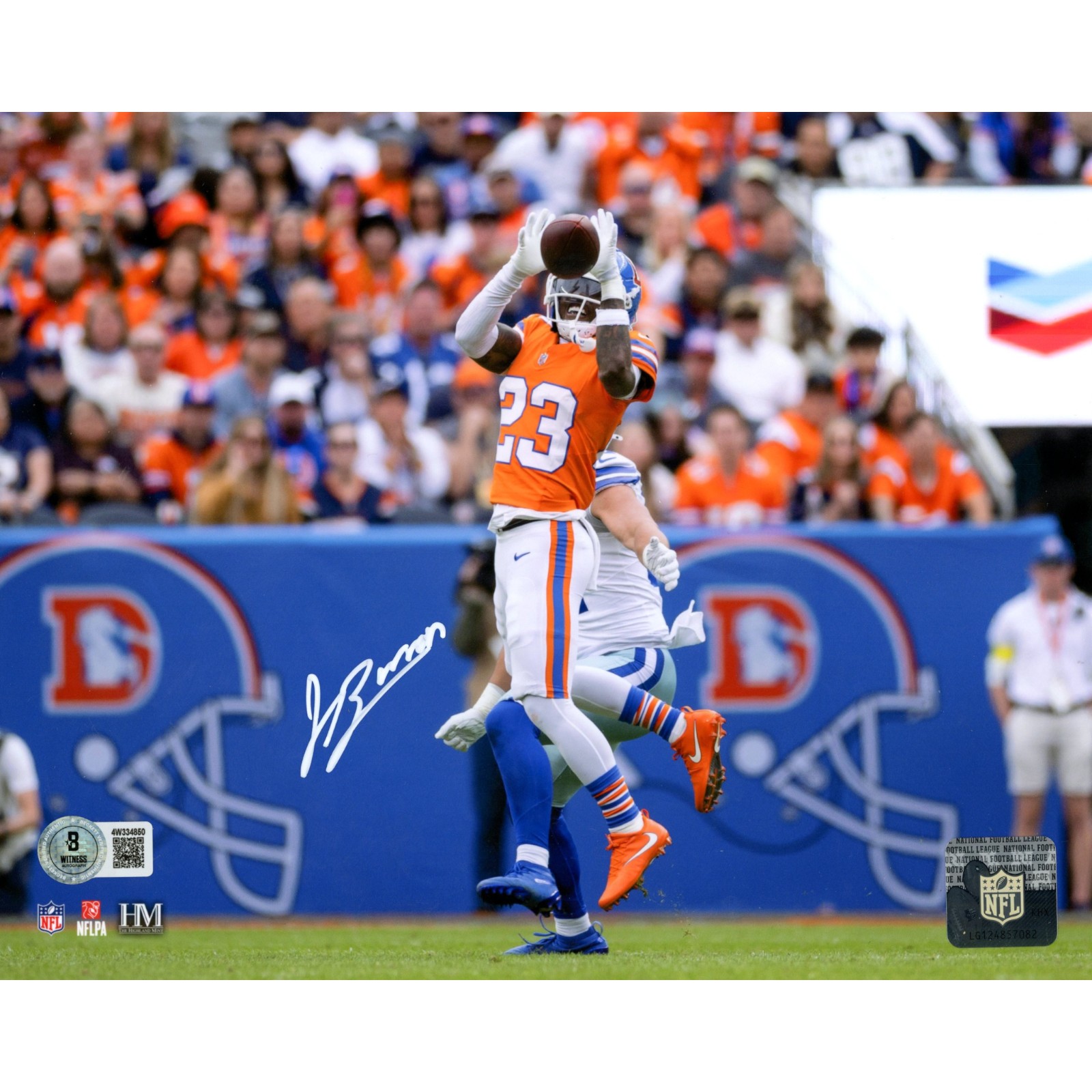 Jahdae Barron Autographed Denver Broncos 8x10 Photo Beckett Witness 54023