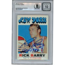 Rick Barry Autographed 1971 Topps #170 HOF 87 Card 10 Auto Slab Beckett 51912
