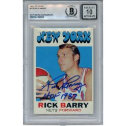 Rick Barry Autographed 1971 Topps #170 HOF 87 Card 10 Auto Slab Beckett 51926