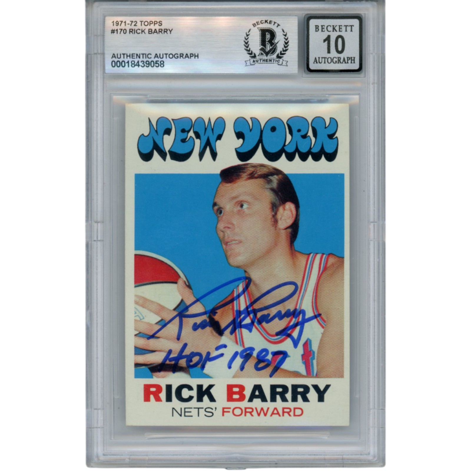 Rick Barry Autographed 1971 Topps #170 HOF 87 Card 10 Auto Slab Beckett 51926 1 Rick Barry Autographed 1971 Topps #170 HOF 87 Card 10 Auto Slab Beckett 51926