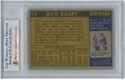 Rick Barry Autographed 1971 Topps #170 HOF 87 Trading Card Slab Beckett 51928