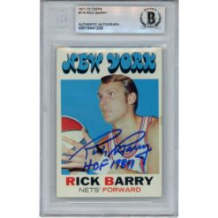 Rick Barry Autographed 1971 Topps #170 HOF 87 Trading Card Slab Beckett 51934