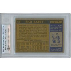 Rick Barry Autographed 1971 Topps #170 HOF 87 Trading Card Slab Beckett 51934