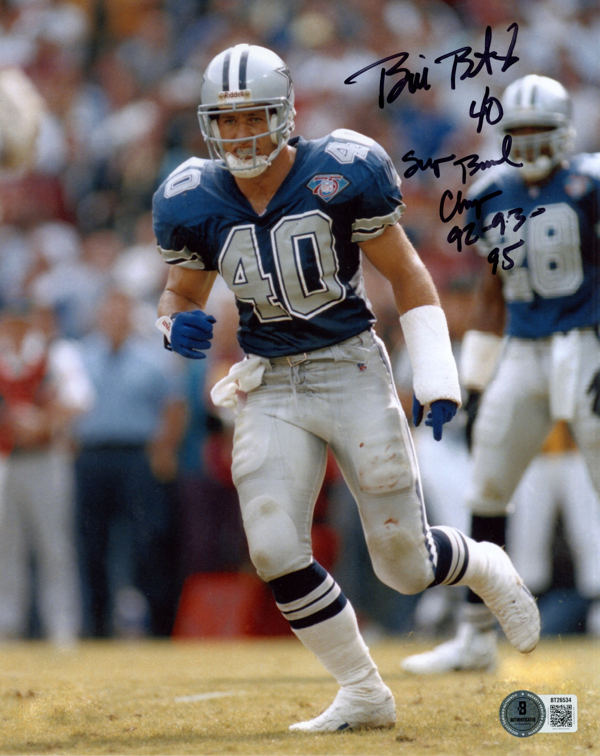 Bill Bates Autographed Dallas Cowboys 8x10 Photo Super Bowl Champ Beckett 56742